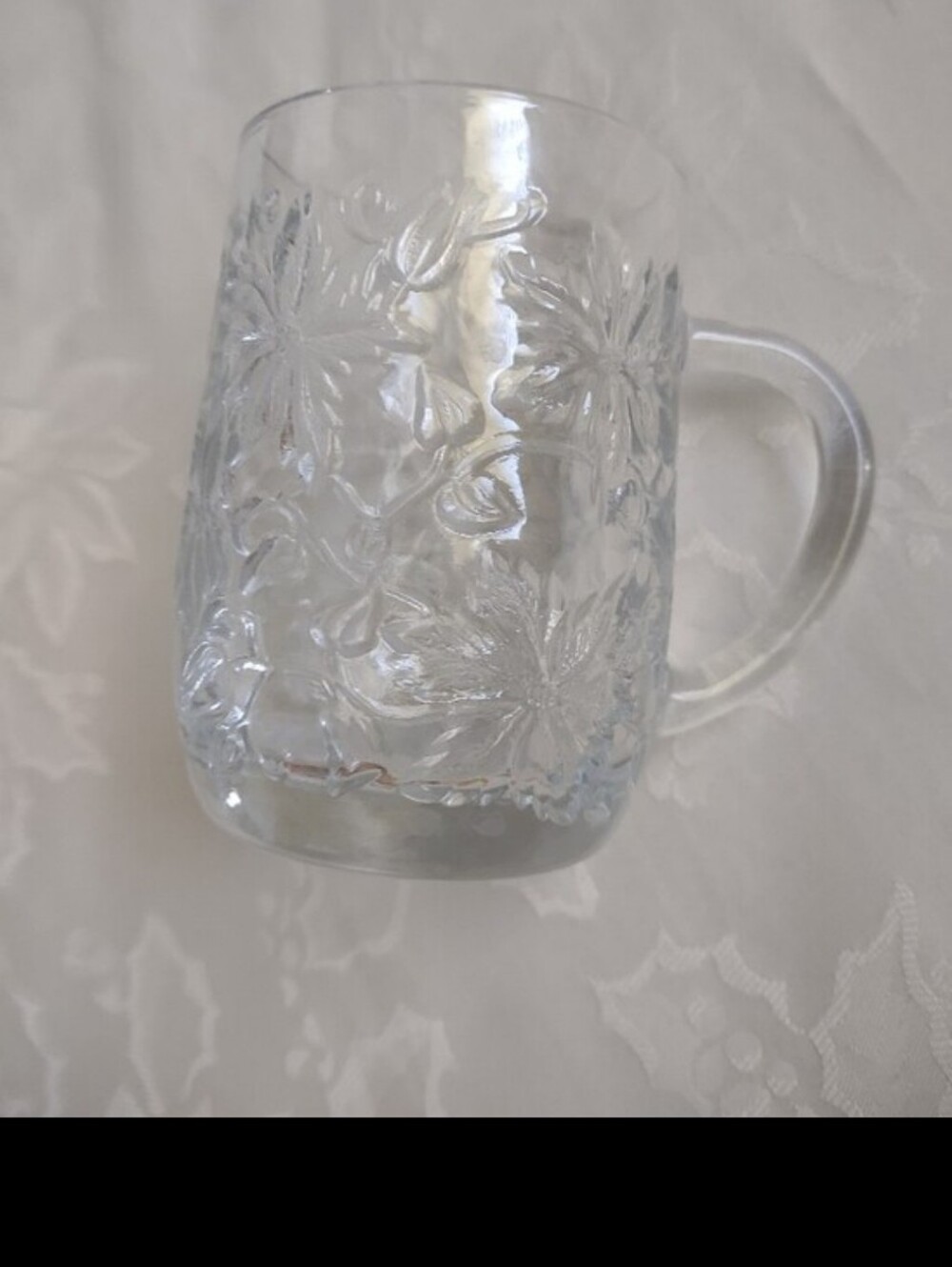 Princess House Embossed Floral Design Clear Glass Crystal Mug